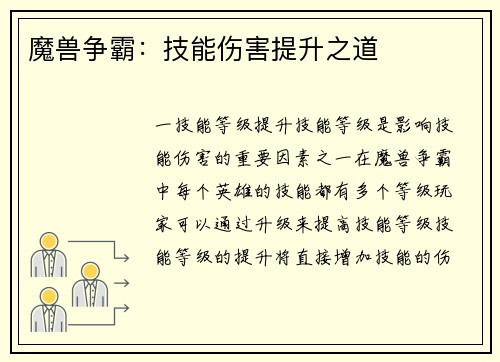 魔兽争霸：技能伤害提升之道